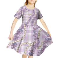 Pua Kalaunu Lei Kid Short Sleeve Dress Palaka Pattern LT01 - Polynesian Pride