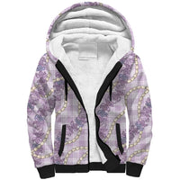 Pua Kalaunu Lei Sherpa Hoodie Palaka Pattern LT01 Unisex Purple - Polynesian Pride