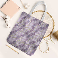 Pua Kalaunu Lei Tote Bag Palaka Pattern LT01 White Strap One Size Purple - Polynesian Pride