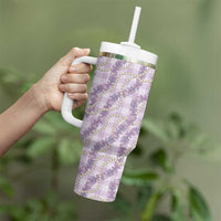 Pua Kalaunu Lei Tumbler With Handle Palaka Pattern LT01 - Polynesian Pride