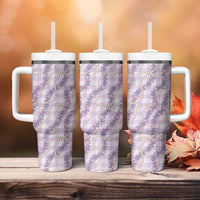 Pua Kalaunu Lei Tumbler With Handle Palaka Pattern LT01 - Polynesian Pride