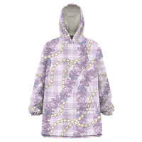 Pua Kalaunu Lei Wearable Blanket Hoodie Palaka Pattern LT01 One Size Purple - Polynesian Pride