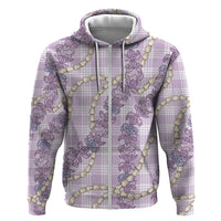 Pua Kalaunu Lei Zip Hoodie Palaka Pattern LT01 Zip Hoodie Purple - Polynesian Pride