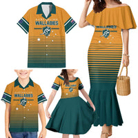 Custom Rugby Australia Family Matching Mermaid Dress and Hawaiian Shirt Junior Wallabies Go Champions