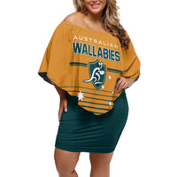 Custom Rugby Australia Off Shoulder Short Dress Junior Wallabies Go Champions