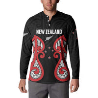 Custom Rugby New Zealand Button Sweatshirt Baby Black Go Champions