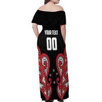 Custom Rugby New Zealand Off Shoulder Maxi Dress Baby Black Go Champions