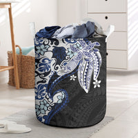 Monstera Plumeria Flowers Blue Laundry Basket Polynesian Pattern LT01 Blue - Polynesian Pride