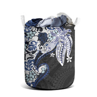 Monstera Plumeria Flowers Blue Laundry Basket Polynesian Pattern LT01 - Polynesian Pride