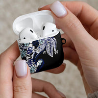 Monstera Plumeria Flowers Blue AirPods Case Polynesian Pattern LT01 - Polynesian Pride