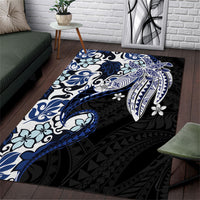 Monstera Plumeria Flowers Blue Area Rug Polynesian Pattern LT01 Blue - Polynesian Pride