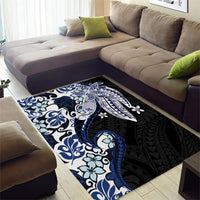 Monstera Plumeria Flowers Blue Area Rug Polynesian Pattern LT01 - Polynesian Pride