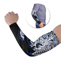 Monstera Plumeria Flowers Blue Arm Sleeves Polynesian Pattern LT01 Set of 2 Blue - Polynesian Pride