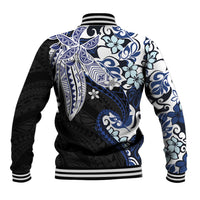 Monstera Plumeria Flowers Blue Baseball Jacket Polynesian Pattern LT01 - Polynesian Pride