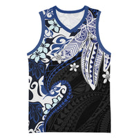 Monstera Plumeria Flowers Blue Basketball Jersey Polynesian Pattern LT01 Unisex Blue - Polynesian Pride