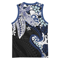 Monstera Plumeria Flowers Blue Basketball Jersey Polynesian Pattern LT01 - Polynesian Pride