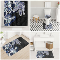Monstera Plumeria Flowers Blue Bathroom Set Polynesian Pattern LT01 - Polynesian Pride
