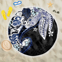 Monstera Plumeria Flowers Blue Beach Blanket Polynesian Pattern LT01 One Size 150cm Blue - Polynesian Pride