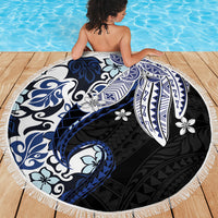 Monstera Plumeria Flowers Blue Beach Blanket Polynesian Pattern LT01 - Polynesian Pride