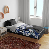 Monstera Plumeria Flowers Blue Bedding Set Polynesian Pattern LT01 - Polynesian Pride