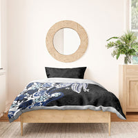 Monstera Plumeria Flowers Blue Bedding Set Polynesian Pattern LT01 - Polynesian Pride