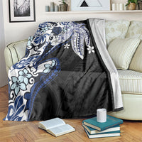 Monstera Plumeria Flowers Blue Blanket Polynesian Pattern LT01 Blue - Polynesian Pride