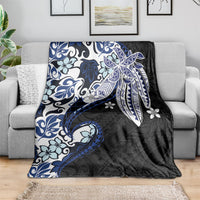 Monstera Plumeria Flowers Blue Blanket Polynesian Pattern LT01 - Polynesian Pride