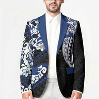 Monstera Plumeria Flowers Blue Blazer Polynesian Pattern LT01 - Polynesian Pride