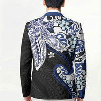 Monstera Plumeria Flowers Blue Blazer Polynesian Pattern LT01 - Polynesian Pride