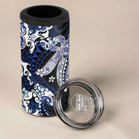Monstera Plumeria Flowers Blue 4 in 1 Can Cooler Tumbler Polynesian Pattern LT01 - Polynesian Pride