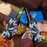 Monstera Plumeria Flowers Blue 4 in 1 Can Cooler Tumbler Polynesian Pattern LT01 - Polynesian Pride