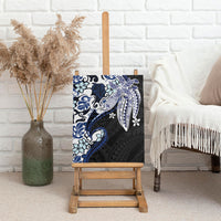 Monstera Plumeria Flowers Blue Canvas Wall Art Polynesian Pattern LT01 - Polynesian Pride