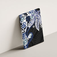 Monstera Plumeria Flowers Blue Canvas Wall Art Polynesian Pattern LT01 - Polynesian Pride
