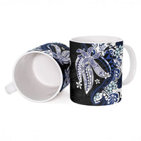 Monstera Plumeria Flowers Blue Ceramic Mug Polynesian Pattern LT01 - Polynesian Pride