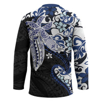 Monstera Plumeria Flowers Blue Hockey Jersey Polynesian Pattern LT01 - Polynesian Pride
