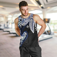 Monstera Plumeria Flowers Blue Men Tank Top Polynesian Pattern LT01 Blue - Polynesian Pride
