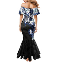 Monstera Plumeria Flowers Blue Mermaid Dress Polynesian Pattern LT01 - Polynesian Pride