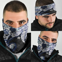 Monstera Plumeria Flowers Blue Neck Gaiter Polynesian Pattern LT01 - Polynesian Pride