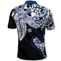 Monstera Plumeria Flowers Blue Polo Shirt Polynesian Pattern LT01 - Polynesian Pride