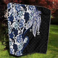 Monstera Plumeria Flowers Blue Quilt Polynesian Pattern LT01 - Polynesian Pride
