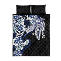 Monstera Plumeria Flowers Blue Quilt Bed Set Polynesian Pattern LT01 - Polynesian Pride