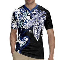 Monstera Plumeria Flowers Blue Rugby Jersey Polynesian Pattern LT01 - Polynesian Pride