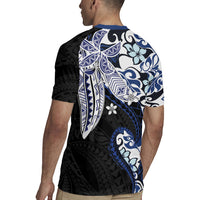 Monstera Plumeria Flowers Blue Rugby Jersey Polynesian Pattern LT01 - Polynesian Pride