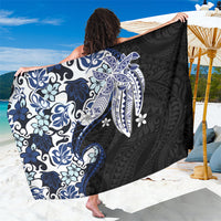Monstera Plumeria Flowers Blue Sarong Polynesian Pattern LT01 One Size 44 x 66 inches Blue - Polynesian Pride