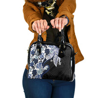 Monstera Plumeria Flowers Blue Shoulder Handbag Polynesian Pattern LT01 One Size Blue - Polynesian Pride