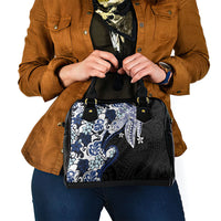 Monstera Plumeria Flowers Blue Shoulder Handbag Polynesian Pattern LT01 - Polynesian Pride