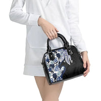 Monstera Plumeria Flowers Blue Shoulder Handbag Polynesian Pattern LT01 - Polynesian Pride