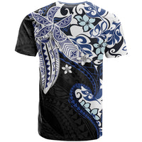 Monstera Plumeria Flowers Blue T Shirt Polynesian Pattern LT01 - Polynesian Pride