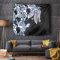 Monstera Plumeria Flowers Blue Tapestry Polynesian Pattern LT01 Blue - Polynesian Pride