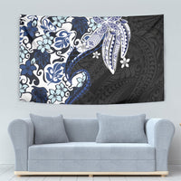Monstera Plumeria Flowers Blue Tapestry Polynesian Pattern LT01 - Polynesian Pride